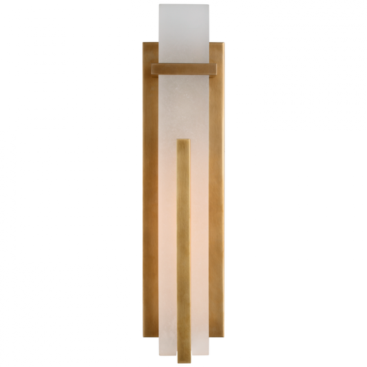 Malik Large Wall Sconce, 1-Light, LED, Hand-Rubbed Antique Brass, Alabaster Shade, 19.25"H (S 2910HAB-ALB CU4C2)