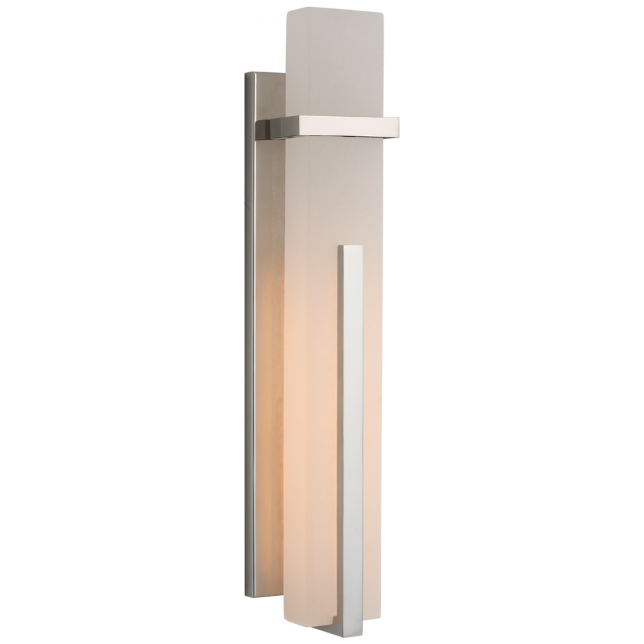 Malik Large Wall Sconce, 1-Light, LED, Polished Nickel, Alabaster Shade, 19.25"H (S 2910PN-ALB CU3AR)