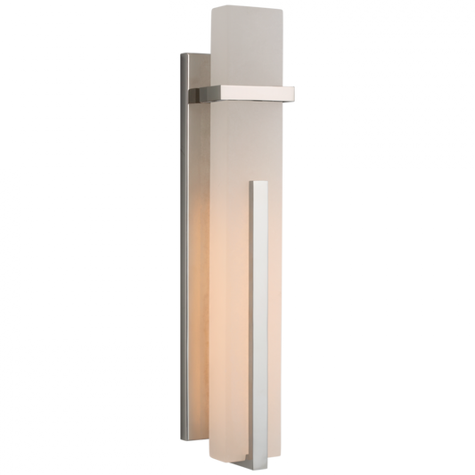 Malik Large Wall Sconce, 1-Light, LED, Polished Nickel, Alabaster Shade, 19.25"H (S 2910PN-ALB CU3AR)