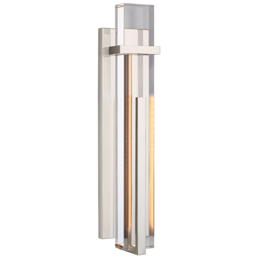 Malik Large Wall Sconce, 1-Light, LED, Polished Nickel, Crystal Shade, 19.25"H (S 2910PN-CG CU2CE)