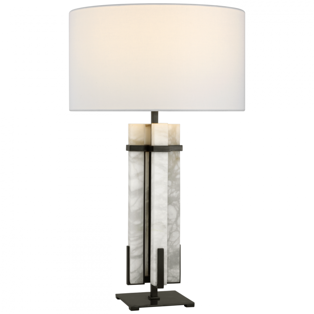 Malik Large Table Lamp, 1-Light, Bronze and Alabaster, Linen Shade, 30"H (S 3910BZ/ALB-L CWZ4H)