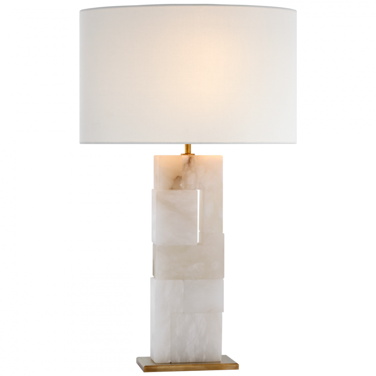 Ashlar Large Table Lamp, 1-Light, Alabaster and Hand-Rubbed Antique Brass, Linen Shade, 28"H (S 3926ALB/HAB-L CWZ6D)