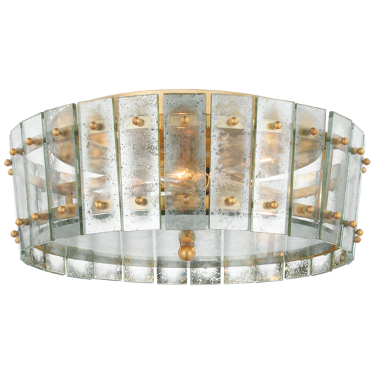 Cadence Medium Single-Tier Flush Mount, 3-Light, Hand-Rubbed Antique Brass, 15.5"W (S 4651HAB-AM CWX6Y)