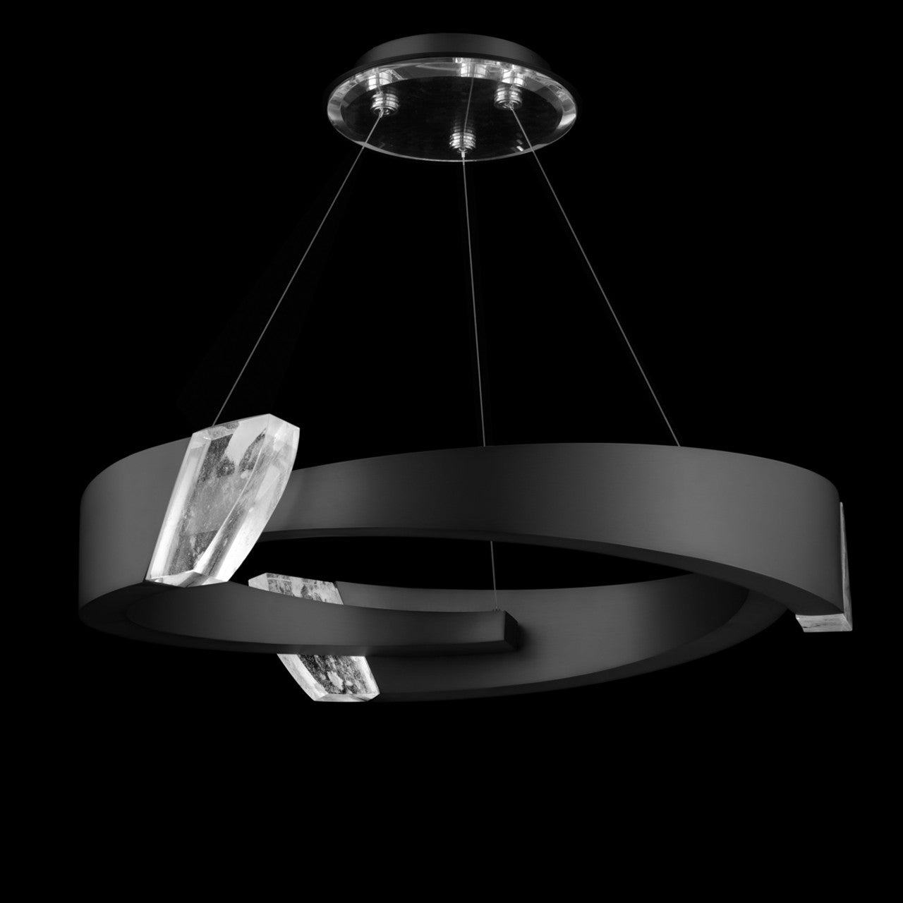 Embrace Pendant, Integrated LED, Black, Optic Haze Quartz (S4834-18OH 1JD53T)