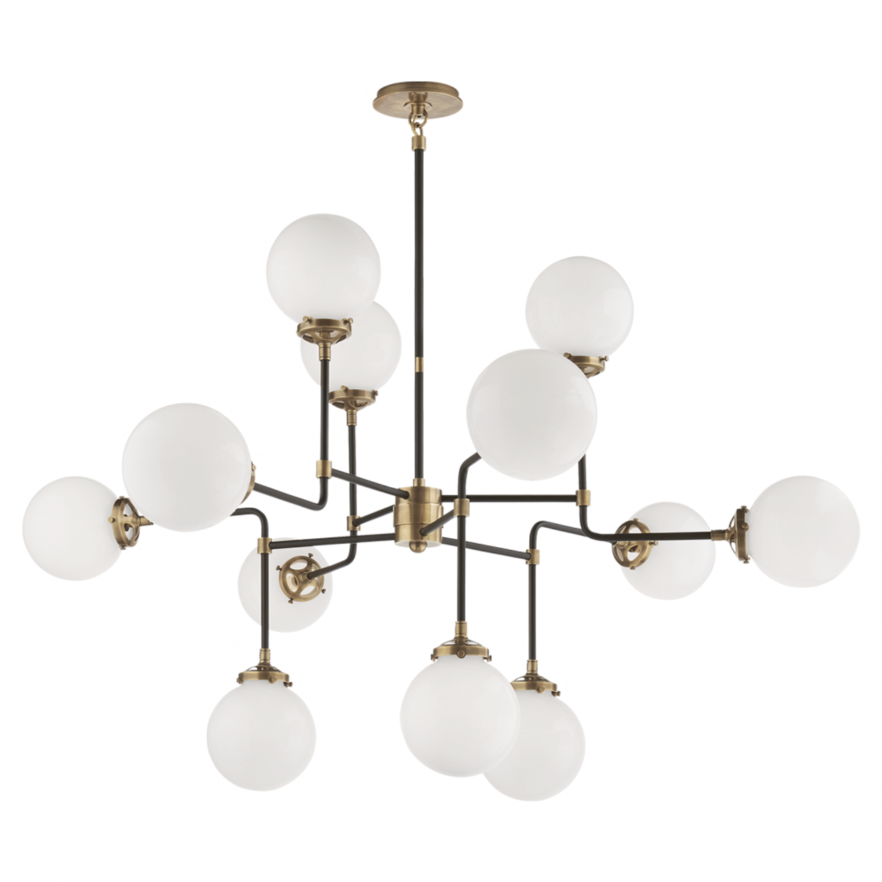 Bistro Medium Chandelier, 12-Light, Hand-Rubbed Antique Brass, 47"W (S 5022HAB-WG 2MZGM)