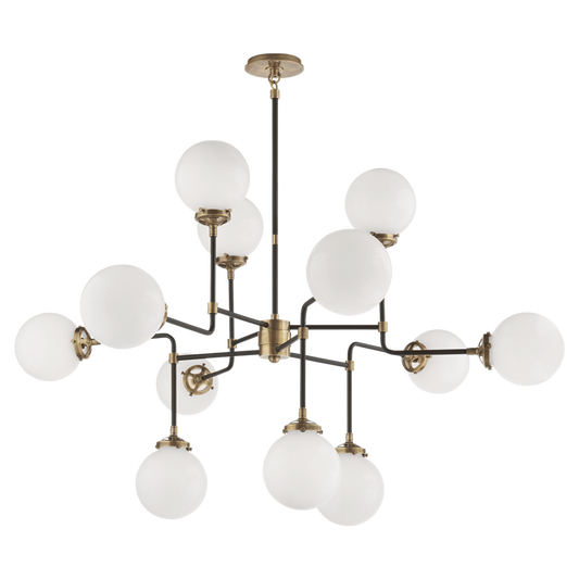 Bistro Medium Chandelier, 12-Light, Hand-Rubbed Antique Brass, 47"W (S 5022HAB-WG 2MZGM)