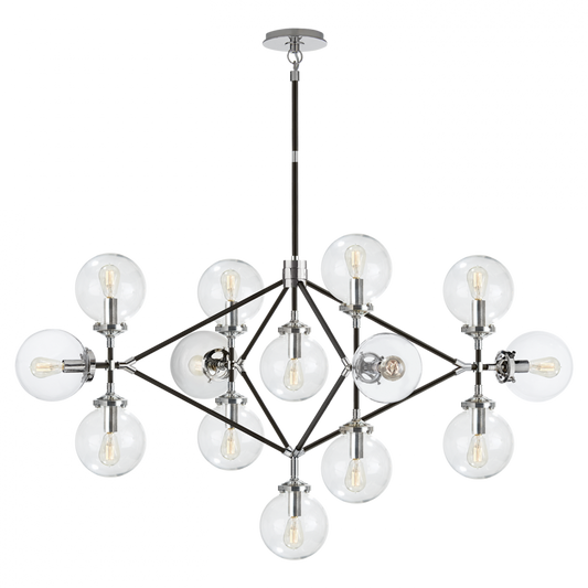 Bistro Chandelier, 14-Light, Polished Nickel, Black, 53"W (S 5024PN/BLK-CG 2R344)