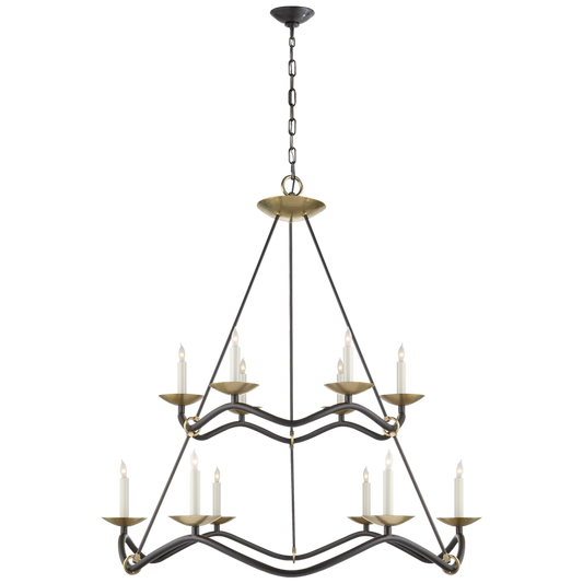 Choros Chandelier, 12-Light, Aged Iron, 42"W (S 5041AI 2MZGP)