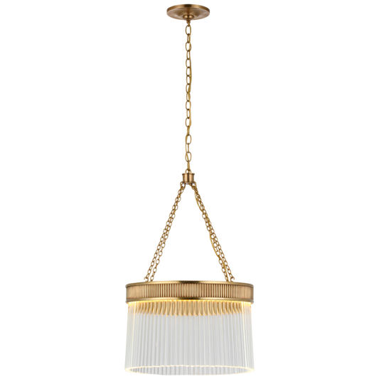 Menil Medium Chandelier, 1-Light, LED, Soft Brass, Crystal Rods Shade, 15.25"W (S 5171SB-CG CU2DK)