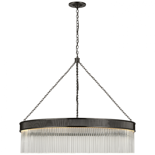 Menil Large Chandelier, 1-Light, LED, Bronze, Crystal Rods Shade, 34.25"W (S 5172BZ-CG CU3CL)