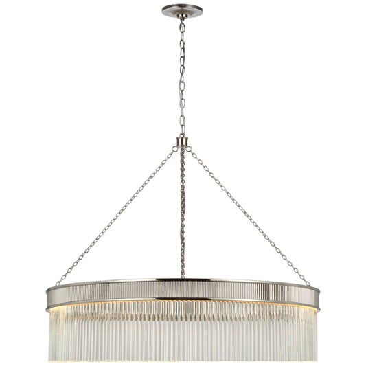 Menil Large Chandelier, 1-Light, LED, Polished Nickel, Crystal Rods Shade, 34.25"W (S 5172PN-CG CU2DL)