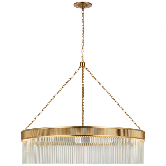 Menil Large Chandelier, 1-Light, LED, Soft Brass, Crystal Rods Shade, 34.25"W (S 5172SB-CG CU2DM)