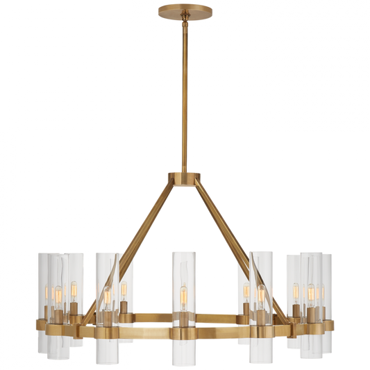 Presidio Medium Chandelier, 12-Light, Hand-Rubbed Antique Brass, 36"W (S 5680HAB-CG CLY2F)