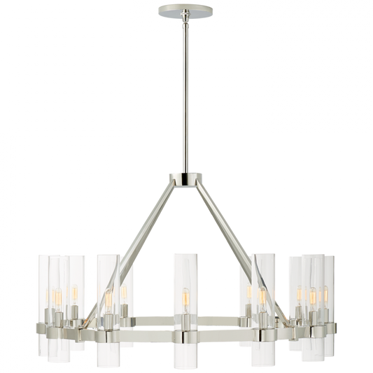 Presidio Chandelier, 12-Light, Polished Nickel, 36"W (S 5680PN-CG CLZ21)