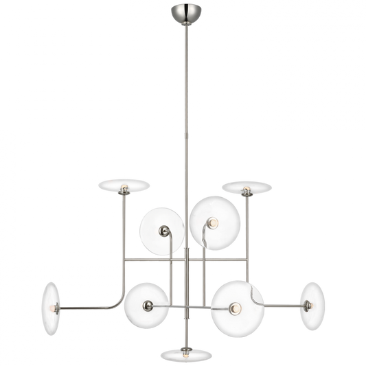 Calvino X-Large Arched Chandelier, 1-Light, LED, Polished Nickel, 42"W (S 5693PN-CG D02UA)