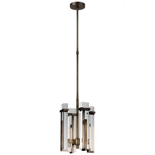 Malik Small Chandelier, 1-Light, LED, Bronze, Crystal Shade, 12"W (S 5910BZ-CG CU3AP)