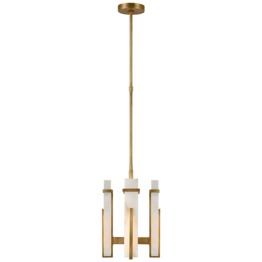 Malik Small Chandelier, 1-Light, LED, Hand-Rubbed Antique Brass, Alabaster Shade, 12"W (S 5910HAB-ALB CU1FV)