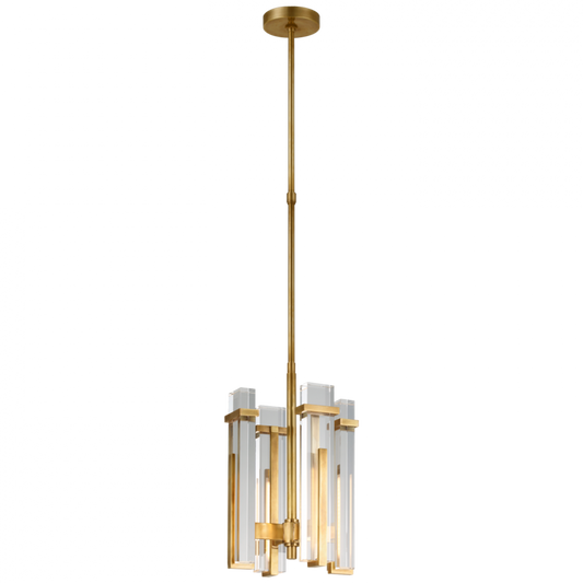 Malik Small Chandelier, 1-Light, LED, Hand-Rubbed Antique Brass, Crystal Shade, 12"W (S 5910HAB-CG CU4AZ)