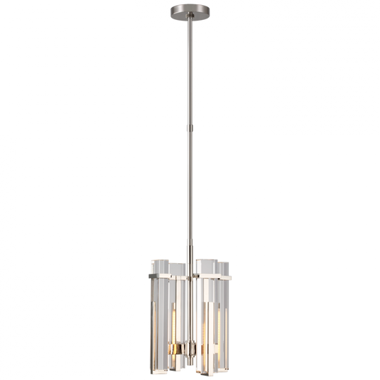 Malik Small Chandelier, 1-Light, LED, Polished Nickel, Crystal Shade, 12"W (S 5910PN-CG CU1FW)