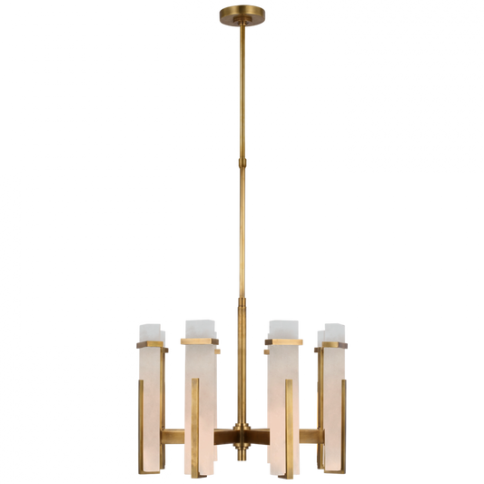 Malik Medium Chandelier, 1-Light, LED, Hand-Rubbed Antique Brass, Alabaster Shade, 24"W (S 5911HAB-ALB CU3AQ)