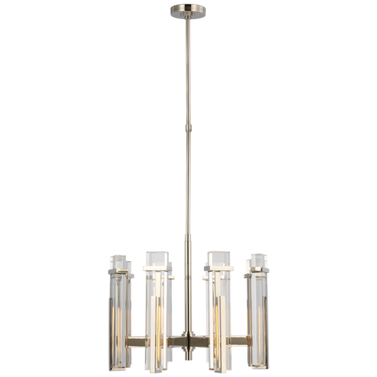 Malik Medium Chandelier, 1-Light, LED, Polished Nickel, Crystal Shade, 24"W (S 5911PN-CG CU1G1)