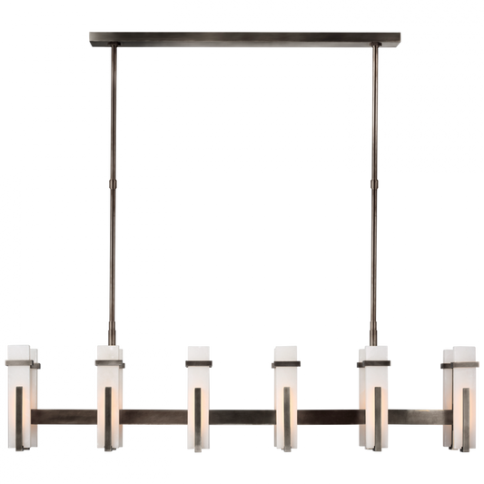 Malik Large Linear Chandelier, 1-Light, LED, Bronze, Alabaster Shade, 54.75"W (S 5915BZ-ALB CU1G2)