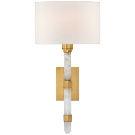 Adaline Tail Wall Sconce, 1-Light, Antique Burnished Brass, Quartz, Linen Shade, 15"H (SK 2902AB/Q-L CM11M)