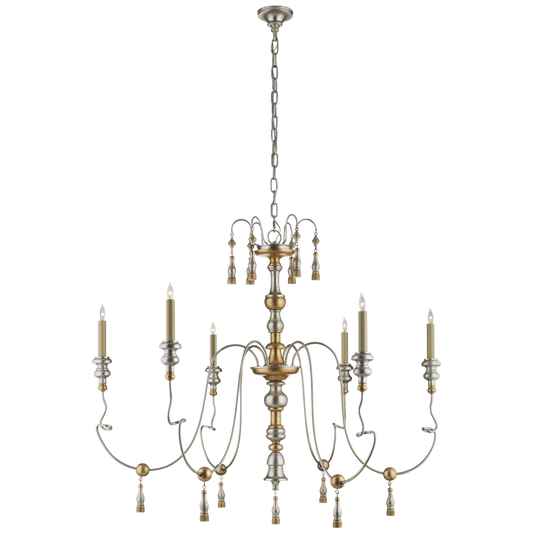 Michele Chandelier, 6-Light, French Gild Silver, Gold, 43"W (SK 5004FG 2V0WW)