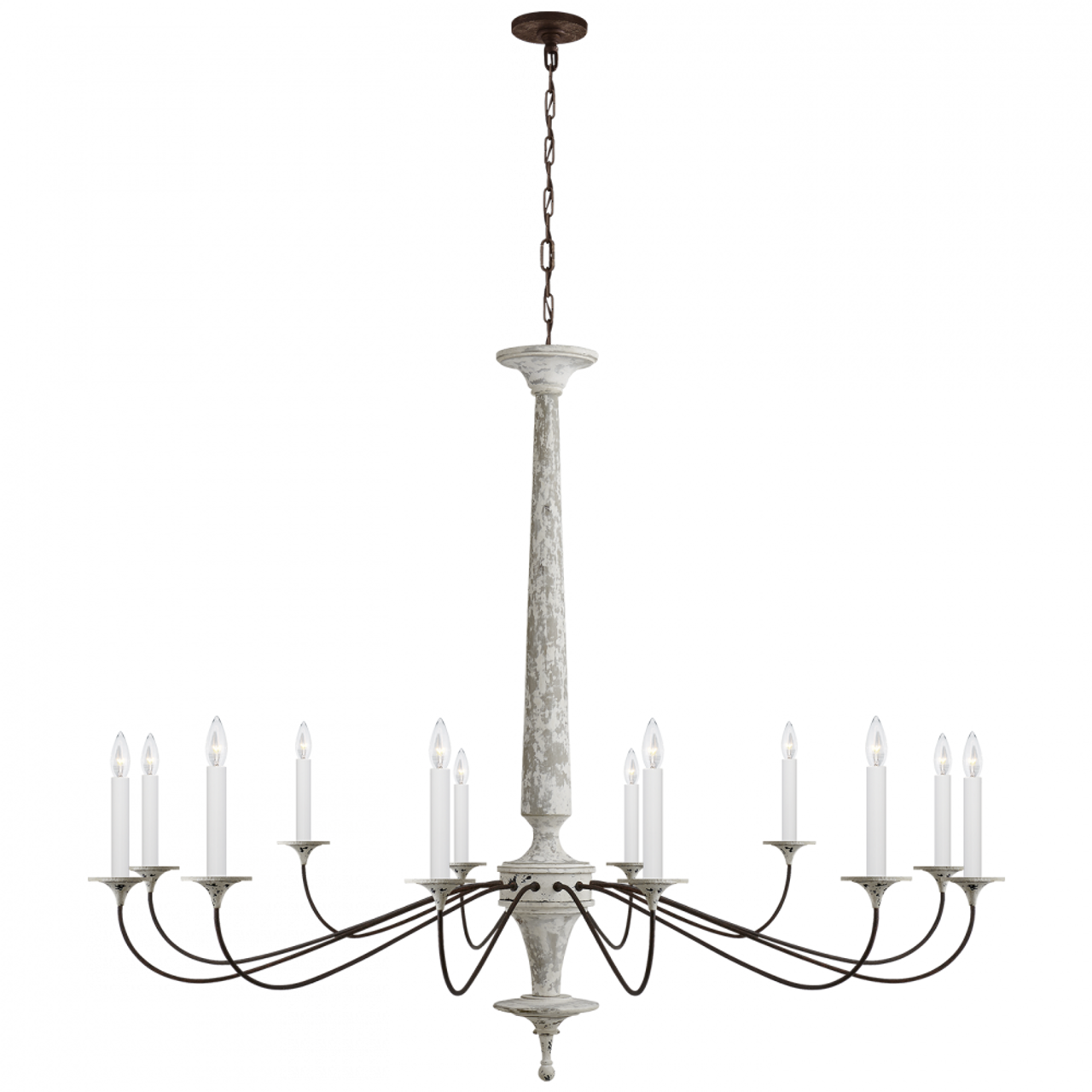 Bordeaux Chandelier, 12-Light, Swedish White, Natural Rust, 59.75"W (SK 5350SWH/NR CHXDF)