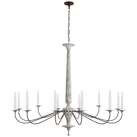 Bordeaux Chandelier, 12-Light, Swedish White, Natural Rust, 59.75"W (SK 5350SWH/NR CHXDF)