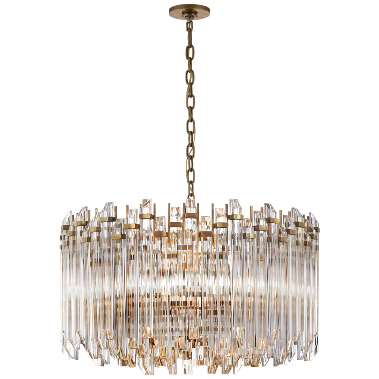 Adele Drum Chandelier, 4-Light, Hand-Rubbed Antique Brass, Clear Acrylic, 28.25"W (SK 5421HAB-CA 2V5QC)