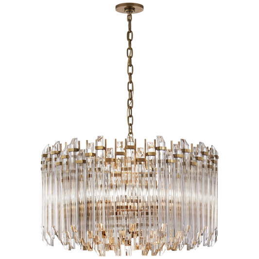 Adele Drum Chandelier, 4-Light, Hand-Rubbed Antique Brass, Clear Acrylic, 28.25"W (SK 5421HAB-CA 2V5QC)