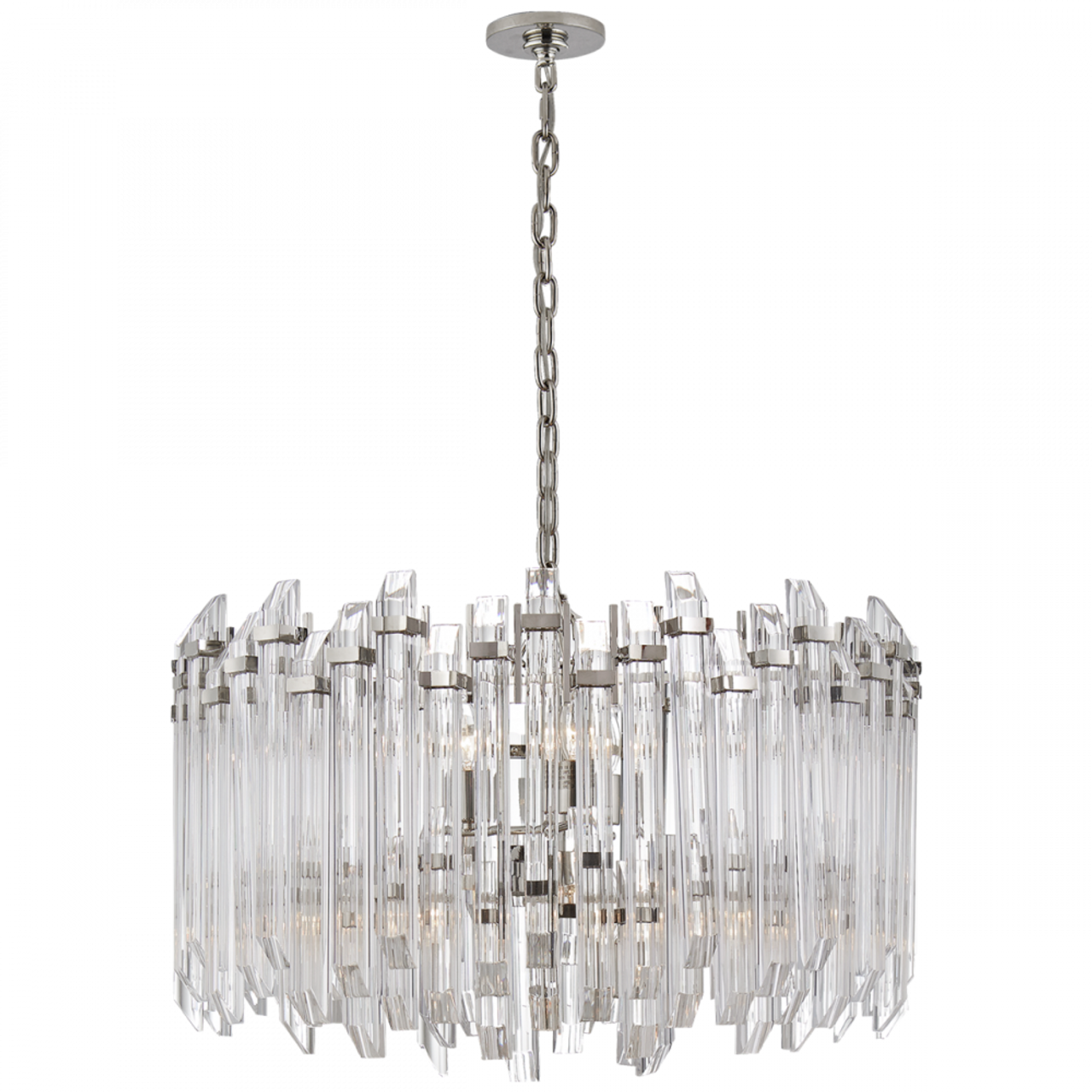 Adele Drum Chandelier, 4-Light, Polished Nickel, Clear Acrylic, 28.25"W (SK 5421PN-CA 2V5QD)