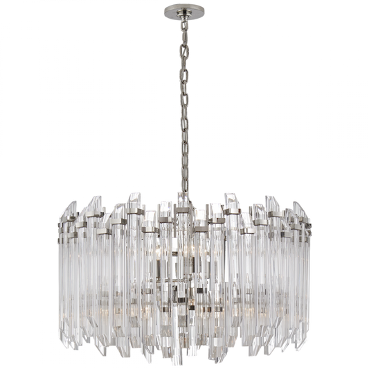 Adele Drum Chandelier, 4-Light, Polished Nickel, Clear Acrylic, 28.25"W (SK 5421PN-CA 2V5QD)