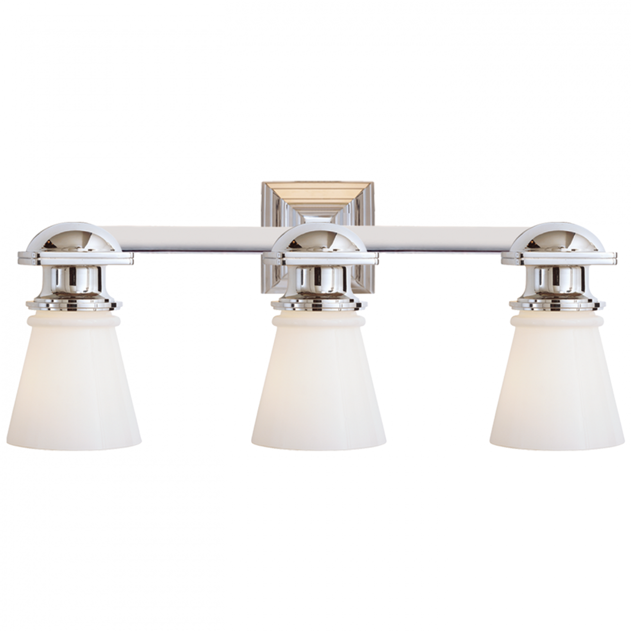 New York Subway Vanity Light, 3-Light, Chrome, White Glass, 22.75"W (SL 2153CH-WG 28TW9)