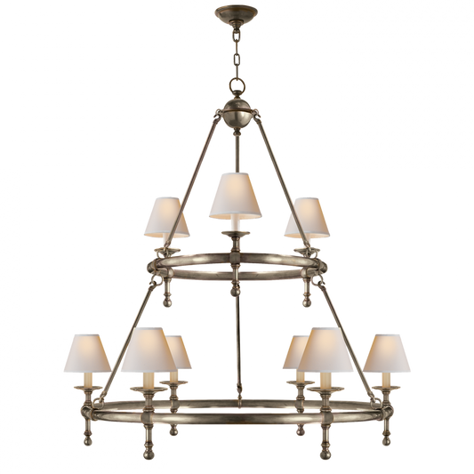 Classic Chandelier, 9-Light, Antique Nickel, 45"W (SL 5813AN-NP 28YRF)