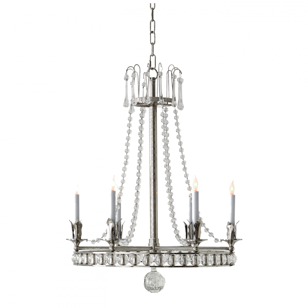 Regency Chandelier, 6-Light, Polished Nickel, 22"W (SN 5107PN 2K1PK)