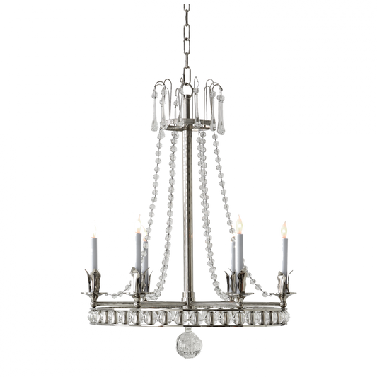 Regency Chandelier, 6-Light, Polished Nickel, 22"W (SN 5107PN 2K1PK)