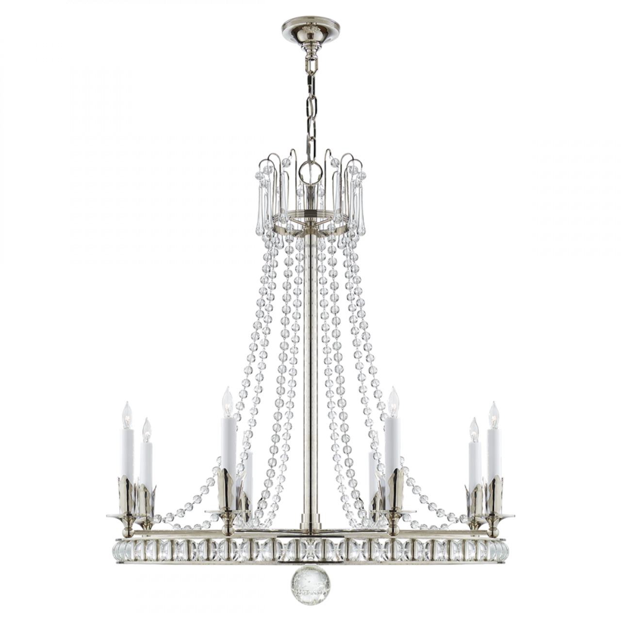 Regency Chandelier, 8-Light, Polished Nickel, 31"W (SN 5108PN 2N4D2)