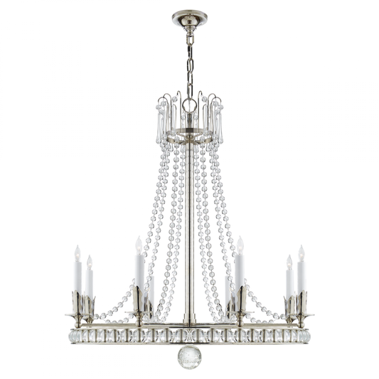 Regency Chandelier, 8-Light, Polished Nickel, 31"W (SN 5108PN 2N4D2)