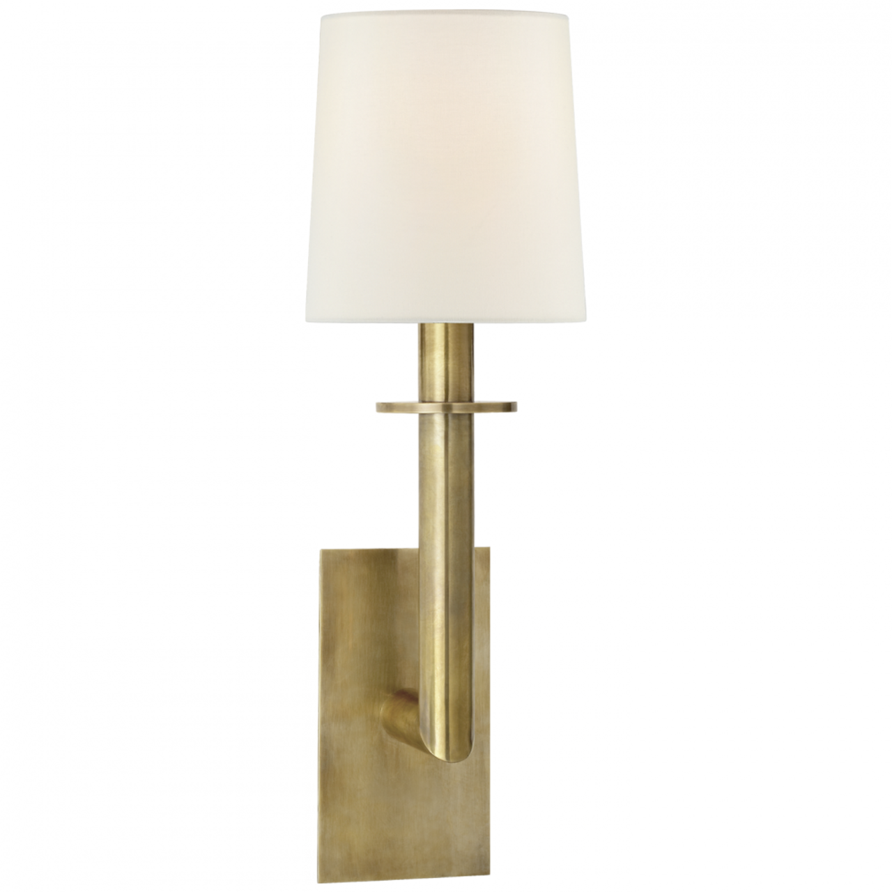 Dalston Sconce, 1-Light, Hand-Rubbed Antique Brass, Linen Shade, 23.75"H (SP 2017HAB-L D30HH)