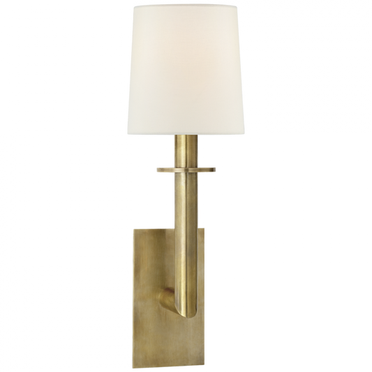 Dalston Sconce, 1-Light, Hand-Rubbed Antique Brass, Linen Shade, 23.75"H (SP 2017HAB-L D30HH)