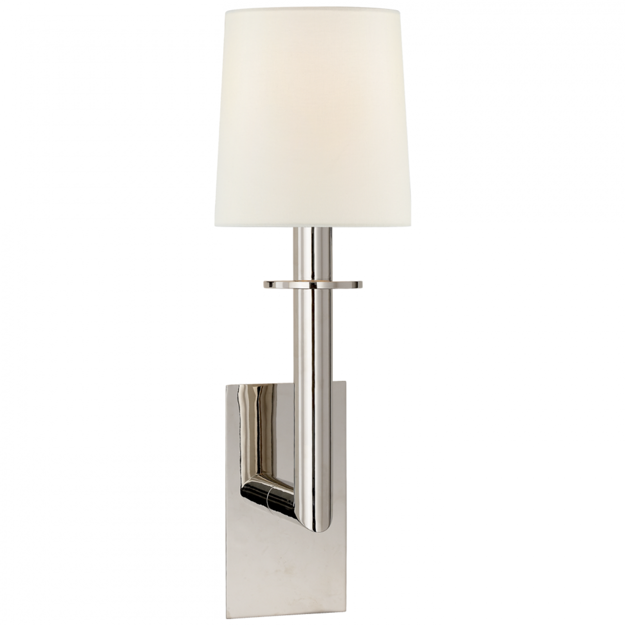 Dalston Sconce, 1-Light, Polished Nickel, Linen Shade, 23.75"H (SP 2017PN-L D06PU)