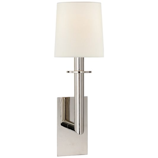 Dalston Sconce, 1-Light, Polished Nickel, Linen Shade, 23.75"H (SP 2017PN-L D06PU)