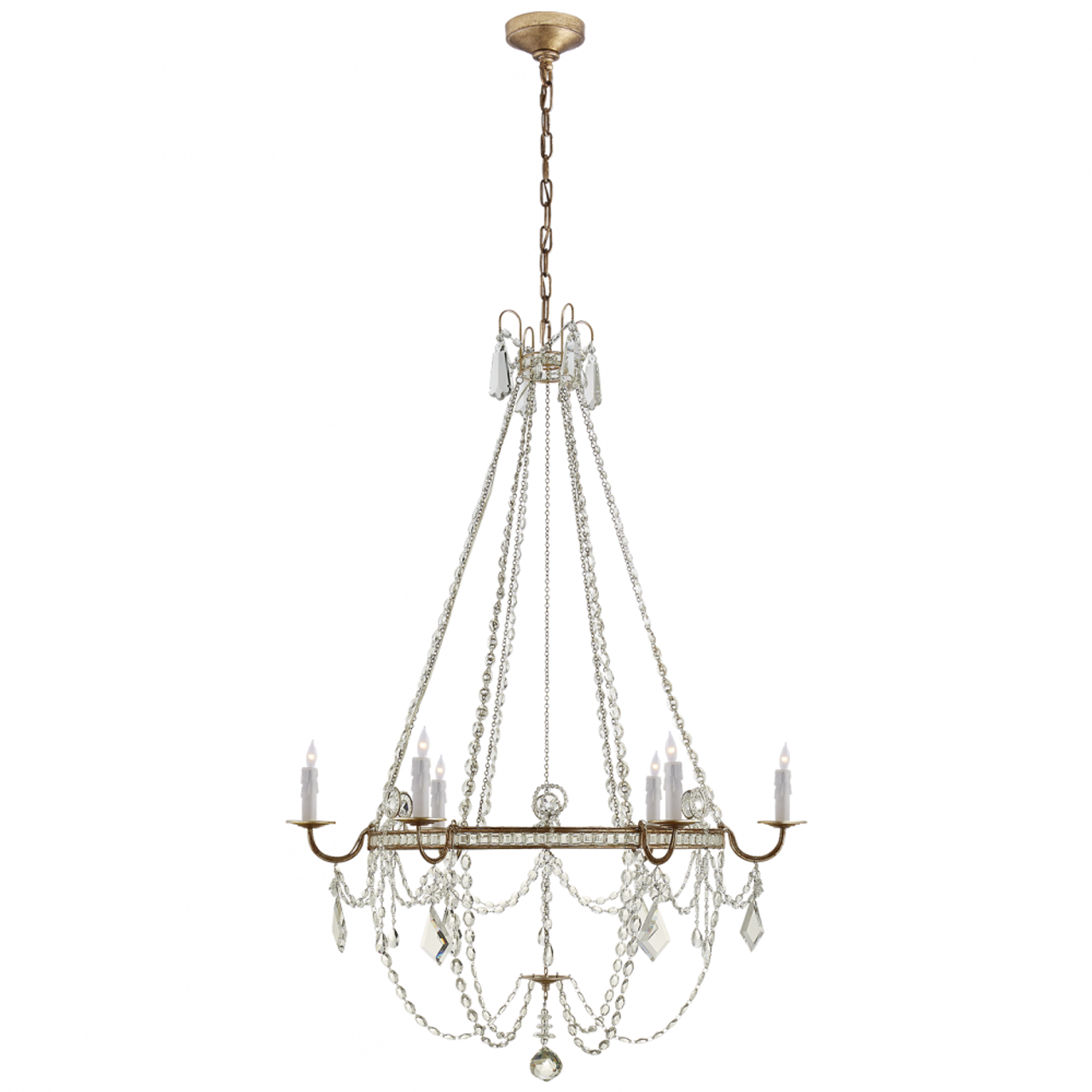 Sharon Chandelier, 6-Light, Gilded Iron, 36"W (SP 5031GI-CG 2V5QL)