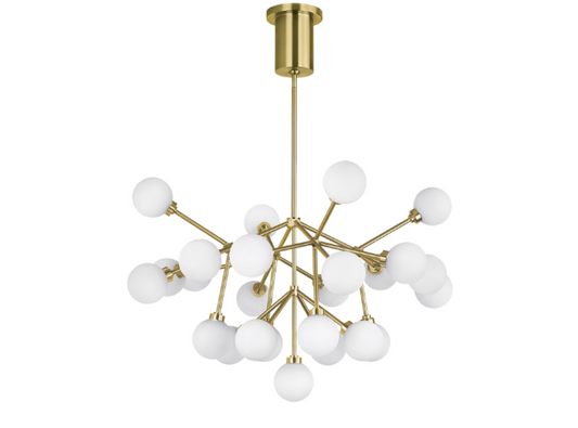 Mara Chandelier, 25-Light, 2-Tier, LED, Aged Brass, Glass, 29"W (700MRAWR-LED927 70E7EVR)