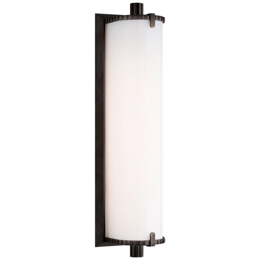 Calliope Bathroom Wall Sconce, LED, Bronze, White Glass, 14"H (TOB 2192BZ-WG CTZG4)