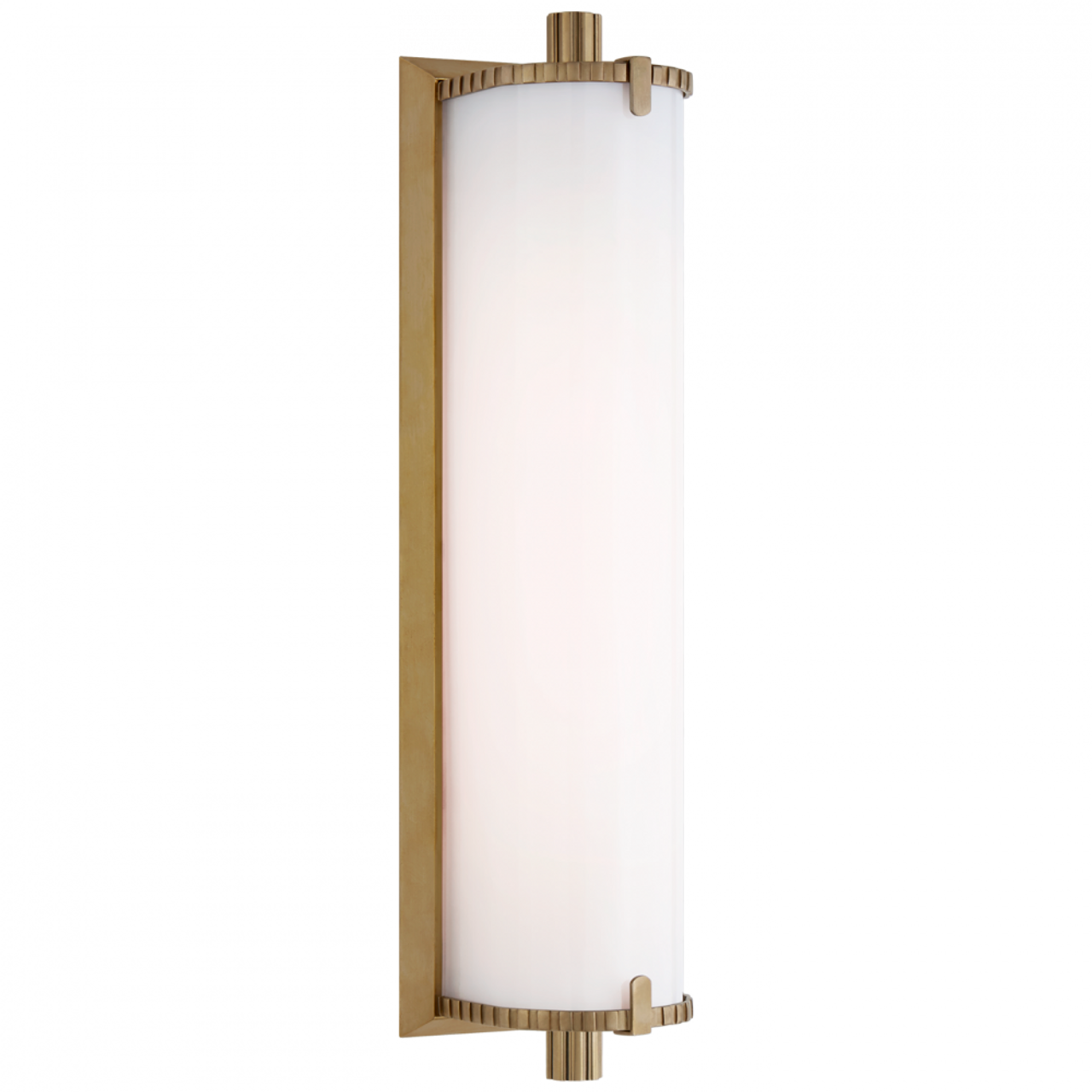 Calliope Bathroom Wall Sconce, LED, Hand-Rubbed Antique Brass, White Glass, 14"H (TOB 2192HAB-WG CTZG2)