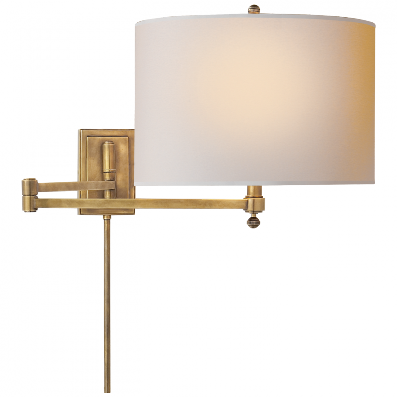 Hudson Swing Arm Wall Lamp, 1-Light, Hand-Rubbed Antique Brass, Natural Paper Shade, 11"H (TOB 2204HAB-NP 2G21T)