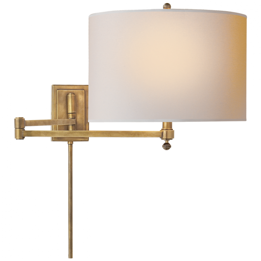 Hudson Swing Arm Wall Lamp, 1-Light, Hand-Rubbed Antique Brass, Natural Paper Shade, 11"H (TOB 2204HAB-NP 2G21T)